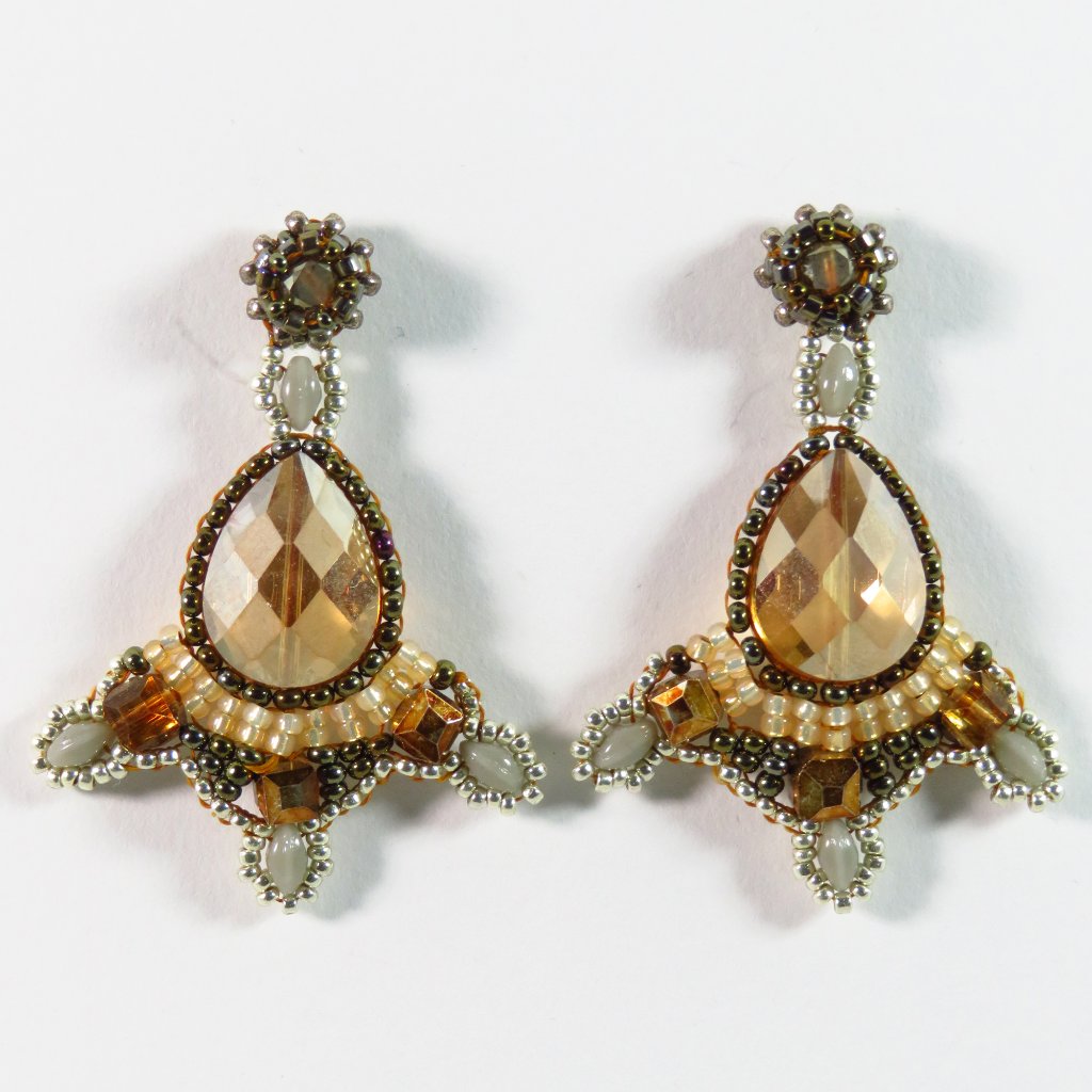 Amber Crystal And Glass Earrings